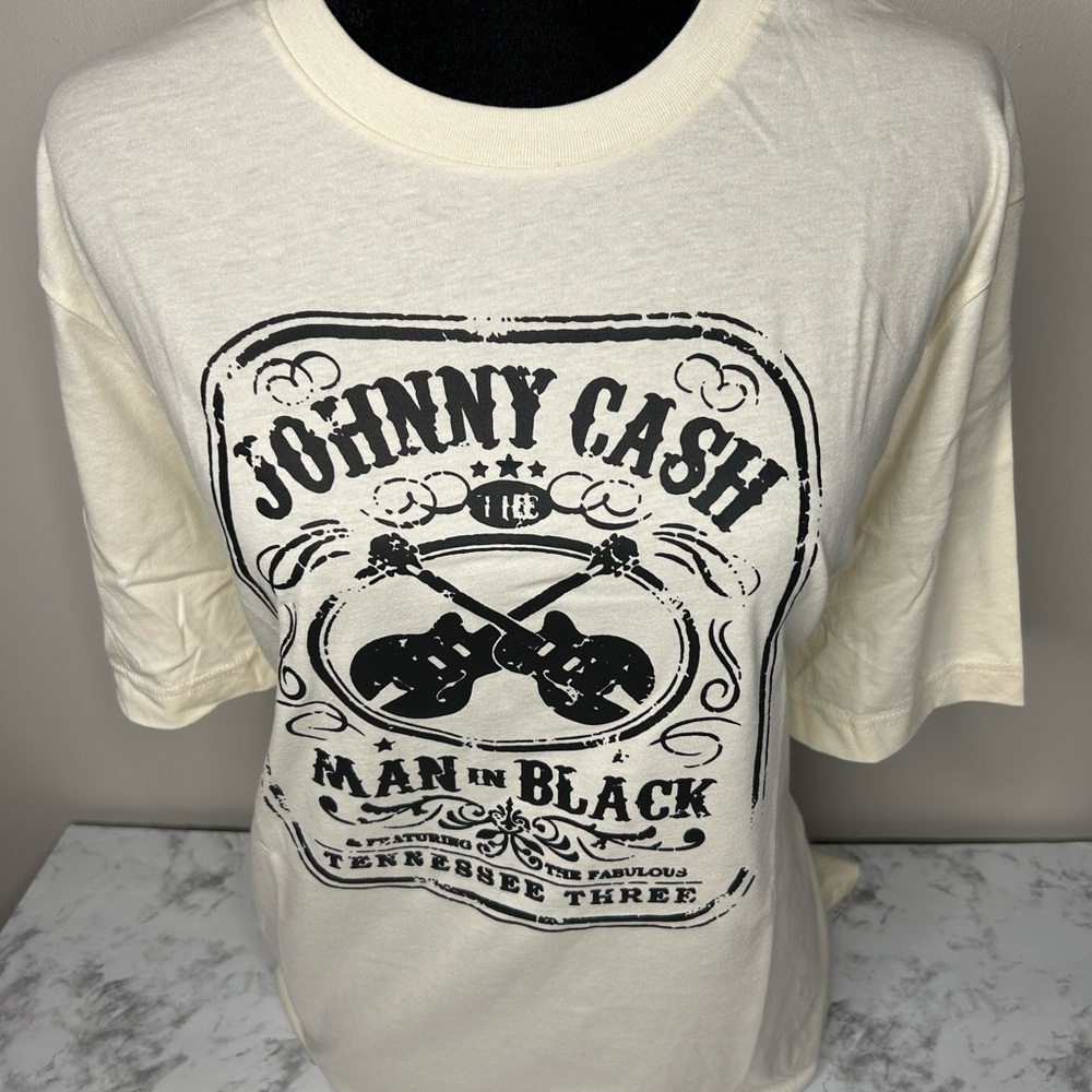 Handmade, Johnny Cash, 2XL cream T-shirt